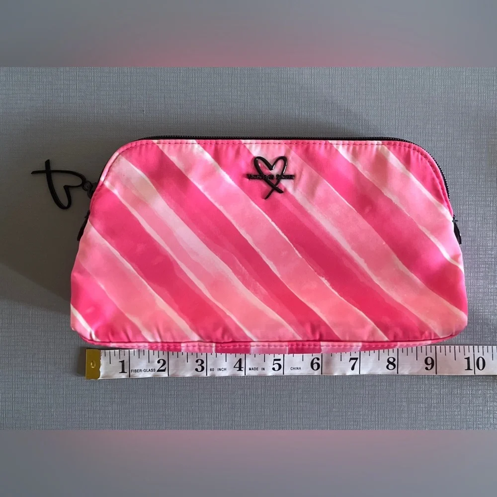 Victoria's Secret Signature Stripes Beauty Bag Pink Travel Cosmetics Pouch